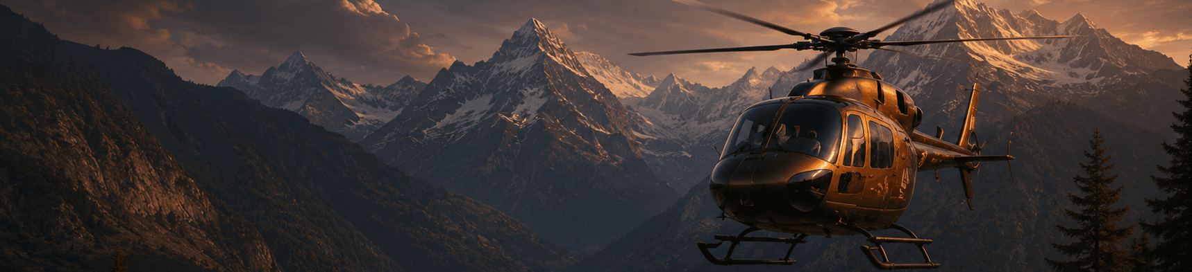 VAYA helicopter over mountains
