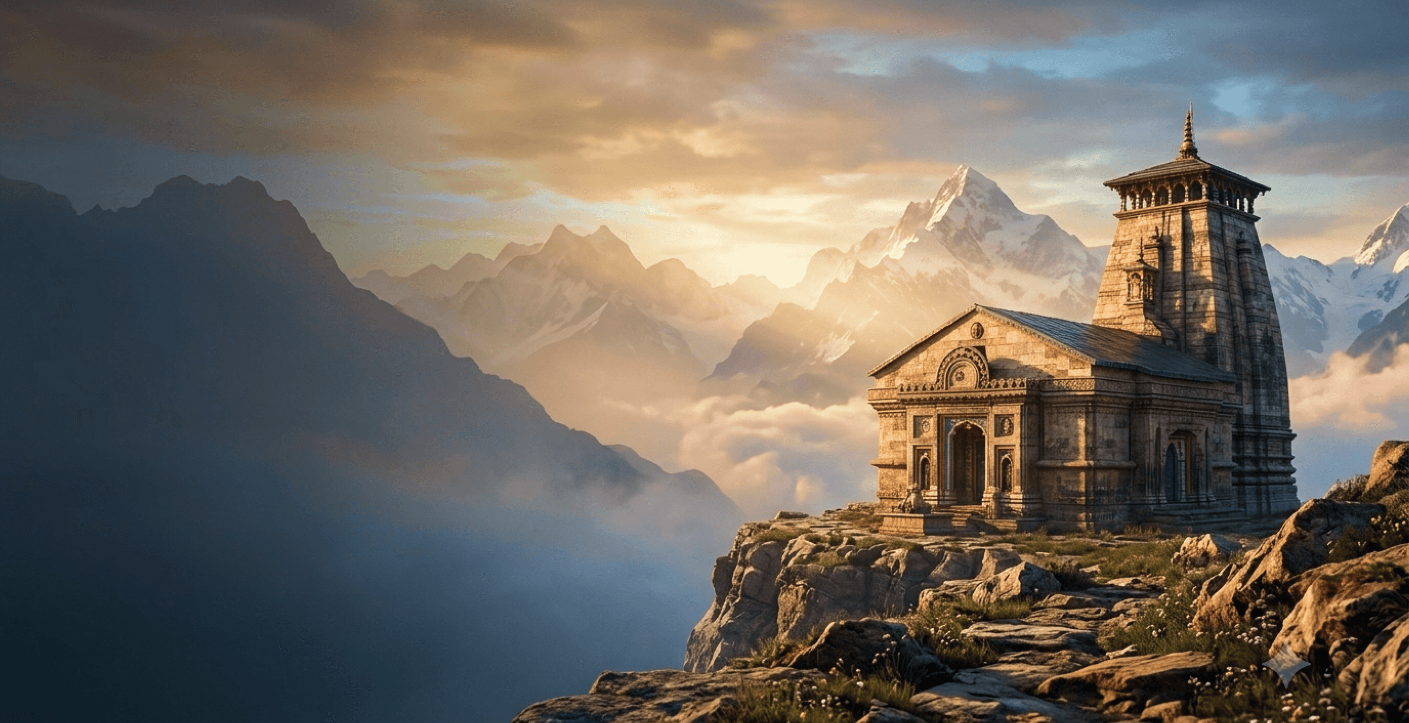 Sacred temple journey with Himalayan peaks